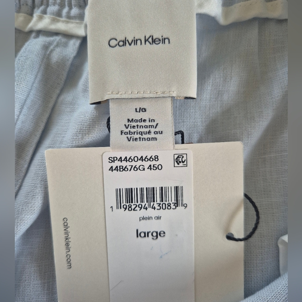 Calvin Klein Light Blue Wide-Leg Drawstring Pants, Size L - Picture 11 of 16